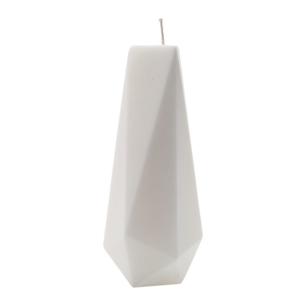Белая интерьерная свеча из парафина в форме геометрической фигуры. Артикул 1201/1