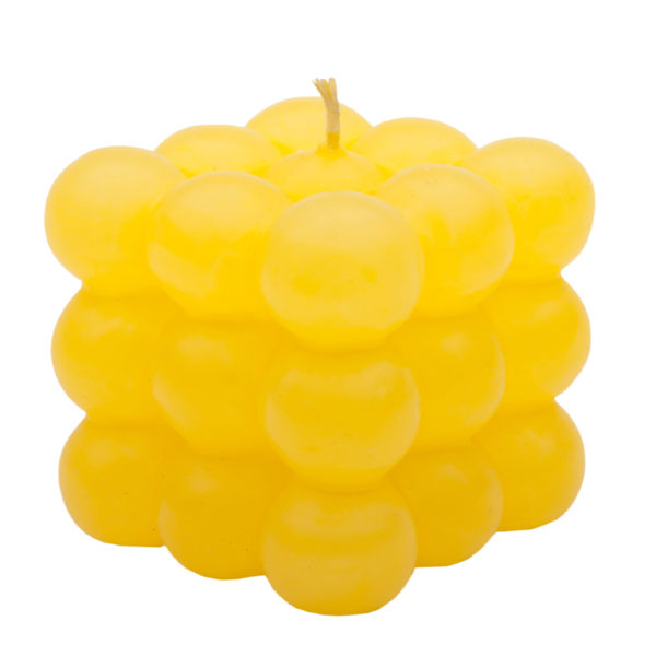 Сувенирная свеча в виде куба 5132/1 жёлтая, фигурная интерьерная.