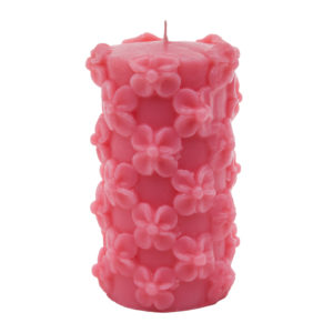 Розовая интерьерная свеча из парафина, свеча столбик.