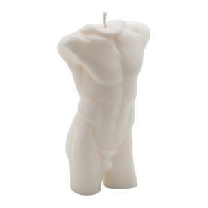 Белая эротическая свеча из парафина в форме мужской обнаженной фигуры.