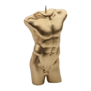 Золотистая эротическая свеча из парафина в форме мужской обнаженной фигуры